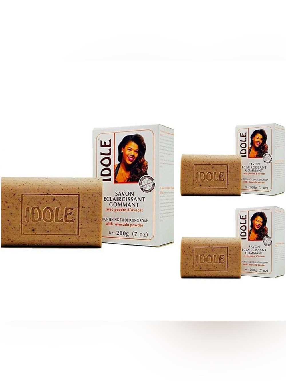 IDOLE Lightening Exfoliating Soap with Avocado Powder (3 Pack) 7oz. each NEW